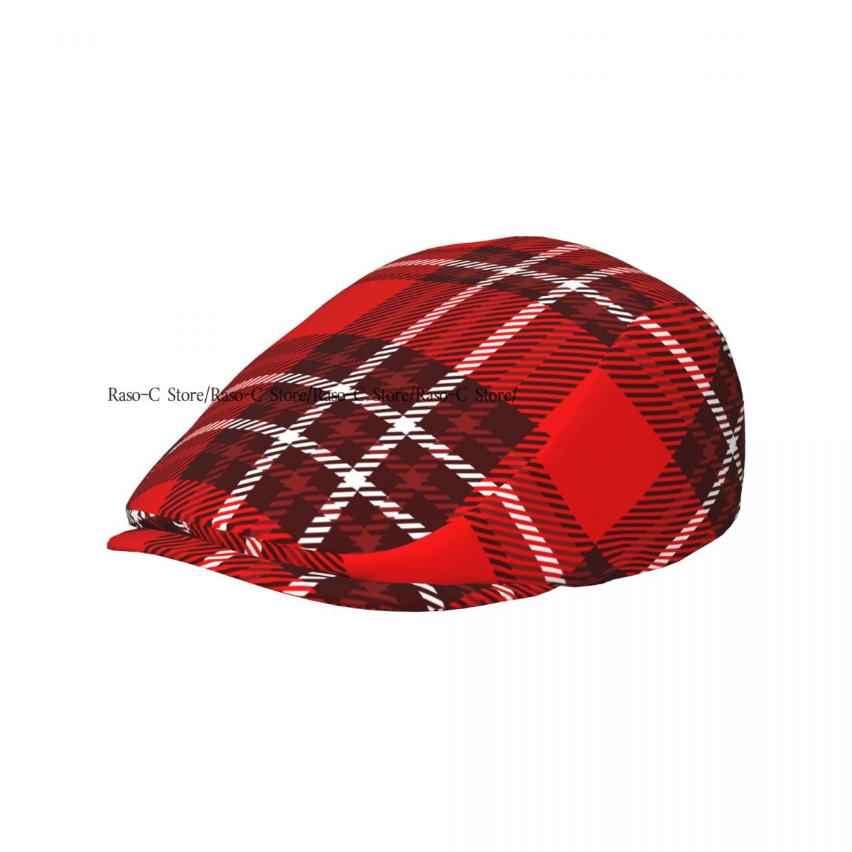 Newsboy Cap Ivy - หมวกแก๊ปทรงเรียบสำหรับผู้ใหญ่แบบยูนิเซ็กส์ ลายตารางแดงขาวในโทนสีเบอร์กันดี สไตล์นิวส์บอย หมวกแฟชั่นลำลองสำหรับสตรีทแวร์และขับรถ