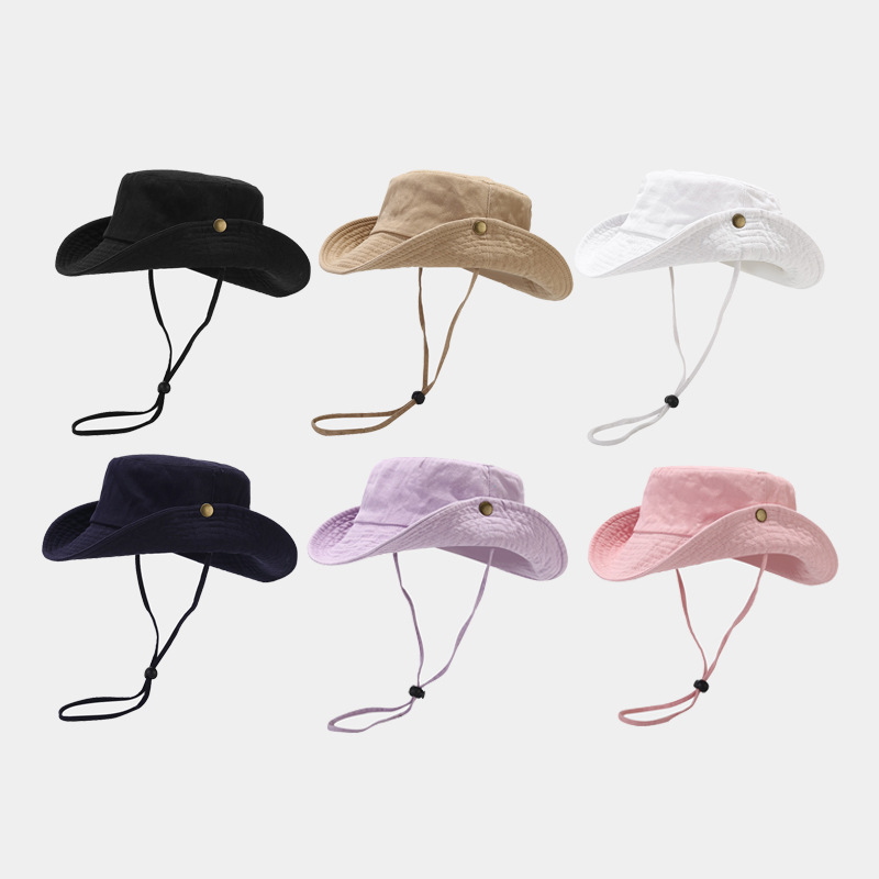 Bucket Hat Cotton - หมวกชาวประมงแบบใหม่ สีพื้น ผ้าฝ้ายซักได้ สำหรับผู้ชายและผู้หญิง พับเก็บได้สะดวก ปีกหมวกกันแดดเนื้อนุ่ม