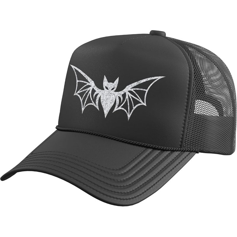 Trucker Cap Mesh - หมวกทรัคเกอร์ลายเงินปีศาจสไตล์กอธิคฮาโลวีน พร้อมตาข่ายด้านหลังปรับได้