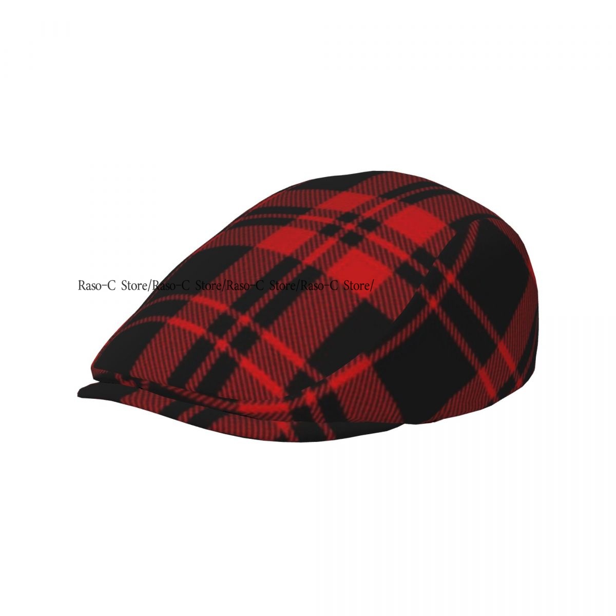 Newsboy Cap Ivy - หมวกทรงแบนสำหรับผู้ชายและผู้หญิง หมวกทรงนักข่าว ลายตารางสีดำและแดง หมวกขับรถ หมวกไอวี่ หมวกเบเกอร์บอย