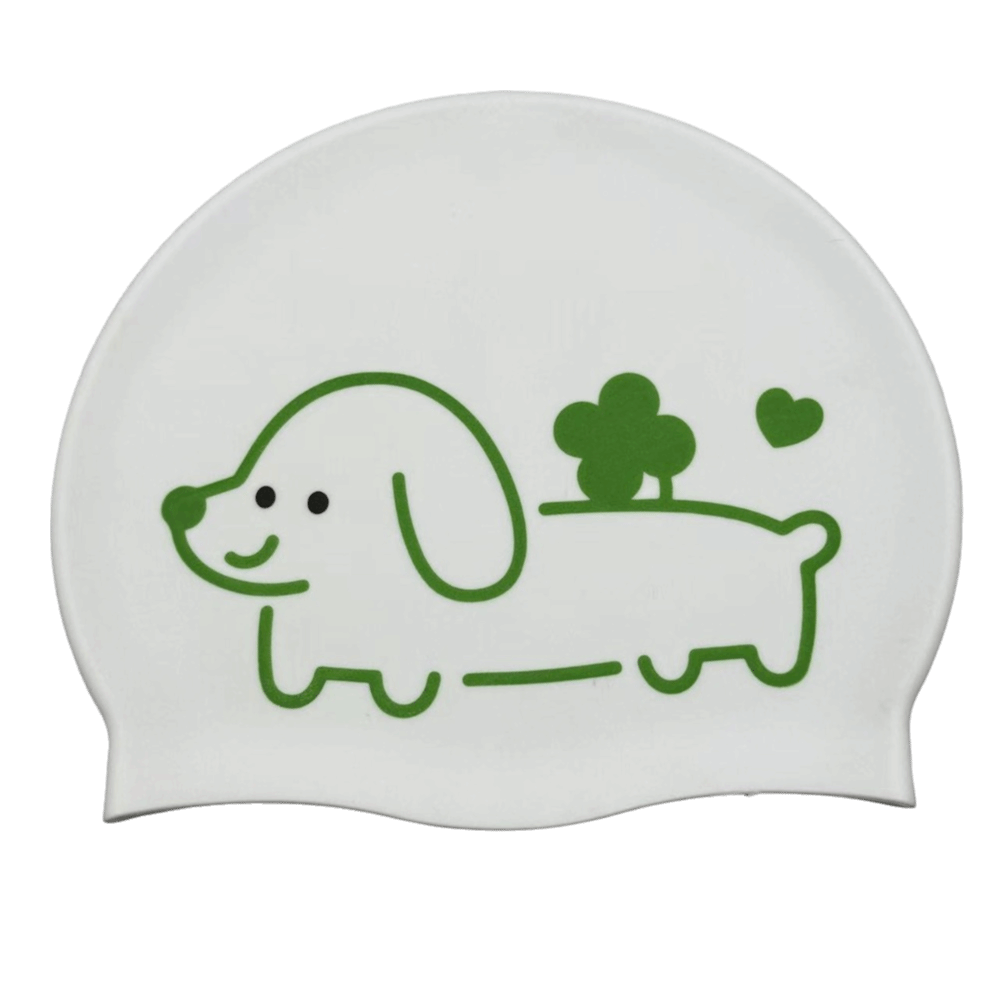 Swim Hat Silicone - หมวกว่ายน้ำกันน้ำสำหรับลูกแมว ป้องกันหู ซิลิโคนสวมใส่สบาย หมวกว่ายน้ำลายการ์ตูนกันลื่น ยืดหยุ่น เหมาะสำหรับกีฬาทางน้ำ