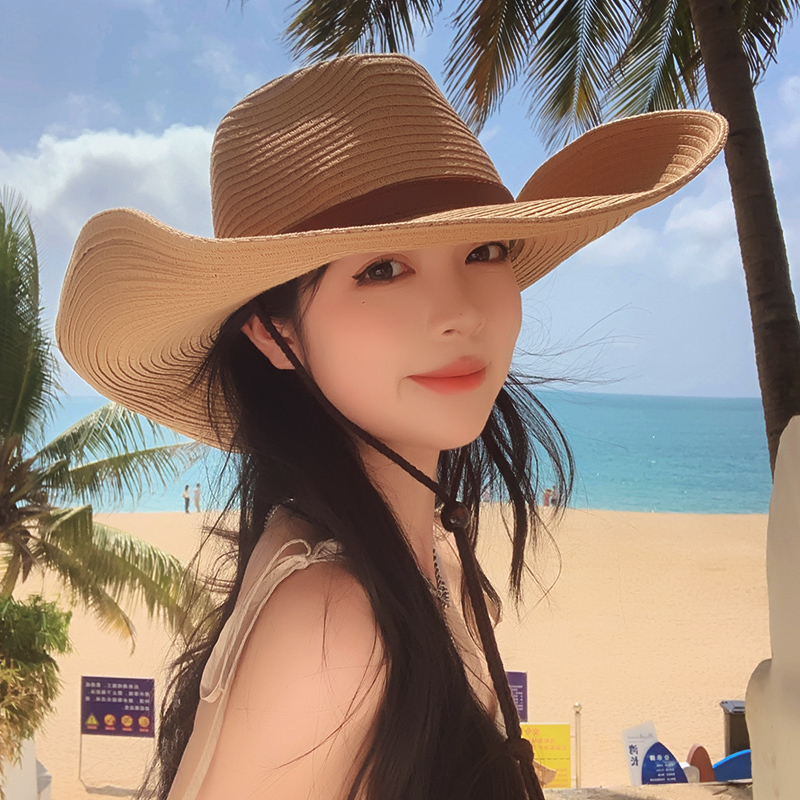 หมวกคาวบอยปีกกว้างทำจากฟางตกแต - Cowboy Hat Straw บทวิจารณ์และราคา